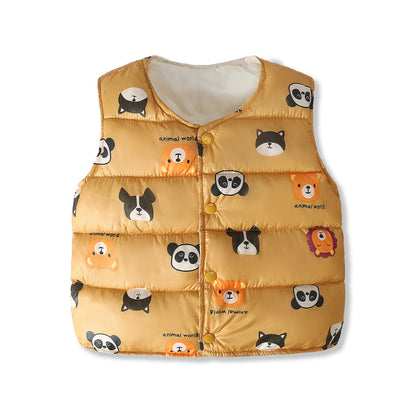Autumn winter baby boys girls vest, elephant print cotton padded jacket, cozy and stylish toddler outerwear