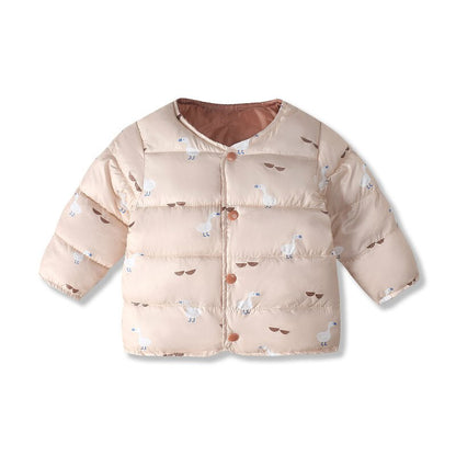 Baby elephant winter parka jacket with a soft inner lining, providing extra warmth for toddlers