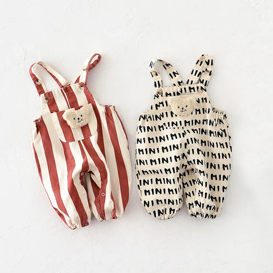 Baby boys girls striped romper, grey and white cotton jumpsuit for newborn spring outfit