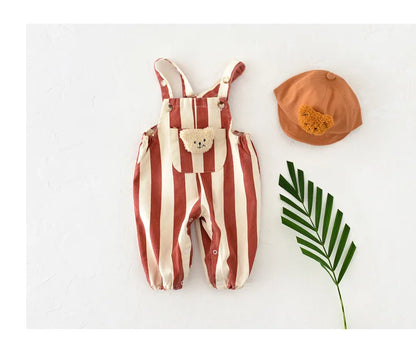 Detail of baby romper's leg cuffs, elasticated for comfort, striped infant clothing