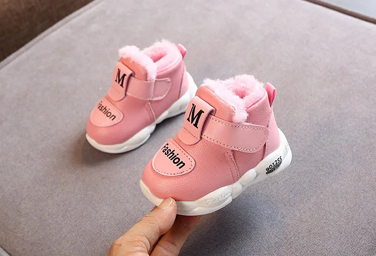 Infant baby boots, warm soft sole, first walkers with easy hook and loop closure