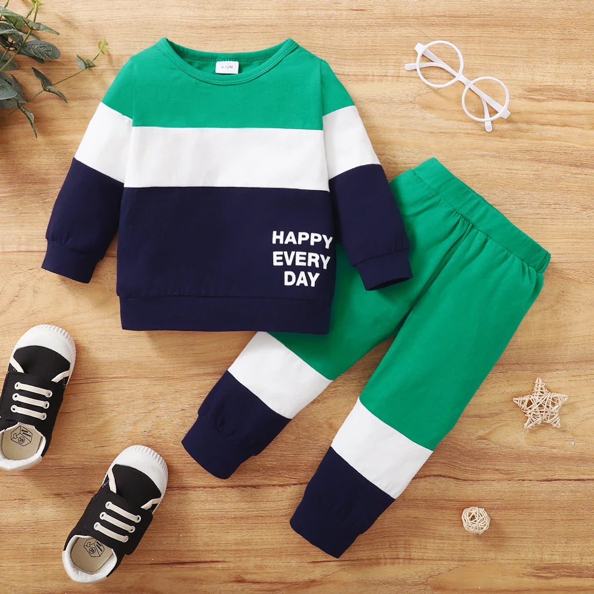 Infant apparel: cozy cotton blend print top and pant set for baby boys, ideal for playdates