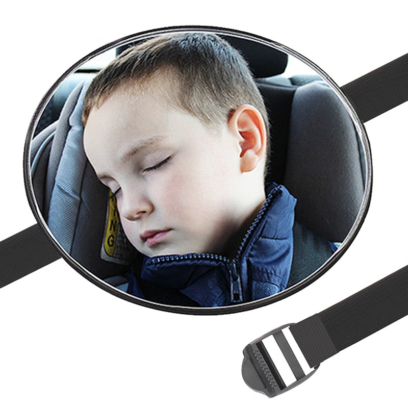 Baby Car Backseat Mirror for Infant Safety Monitoring, wide-angle view, black frame