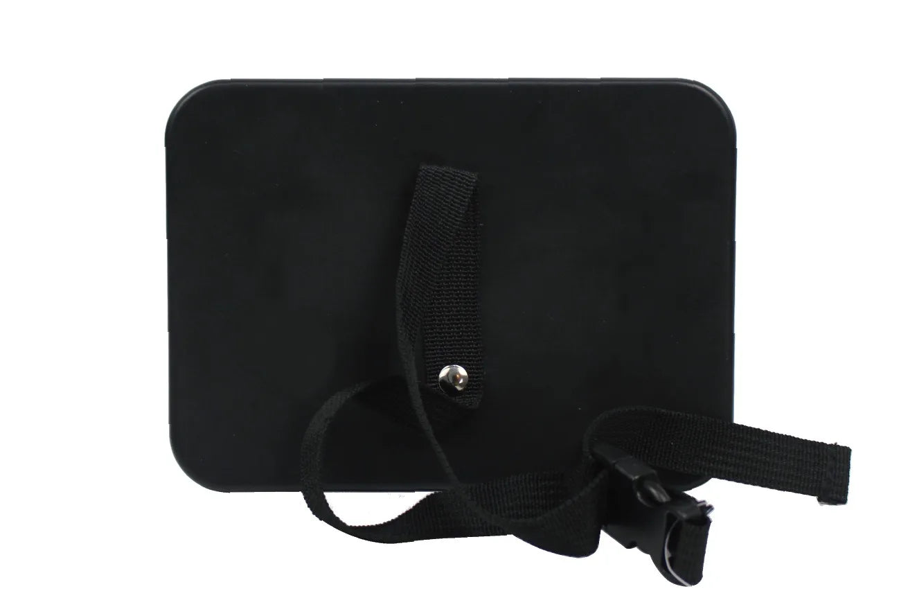 Black framed baby car mirror, designed for rear-facing children, provides clear view for drivers