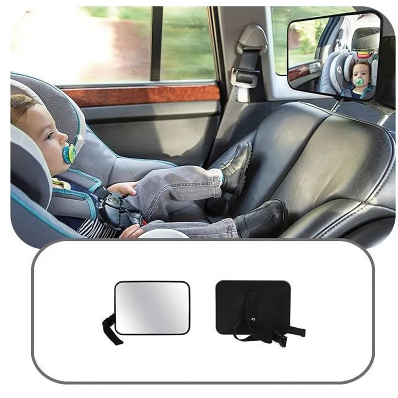 Rear facing baby car mirror, shatterproof, provides visibility of infant from driver's seat