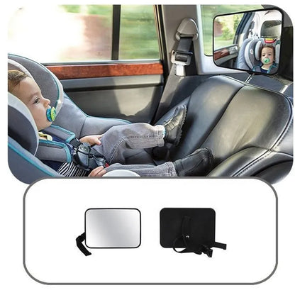 Rear facing baby car mirror, shatterproof, provides visibility of infant from driver's seat