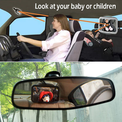 Adjustable baby car mirror for rear-facing infant car seats, vehicle safety