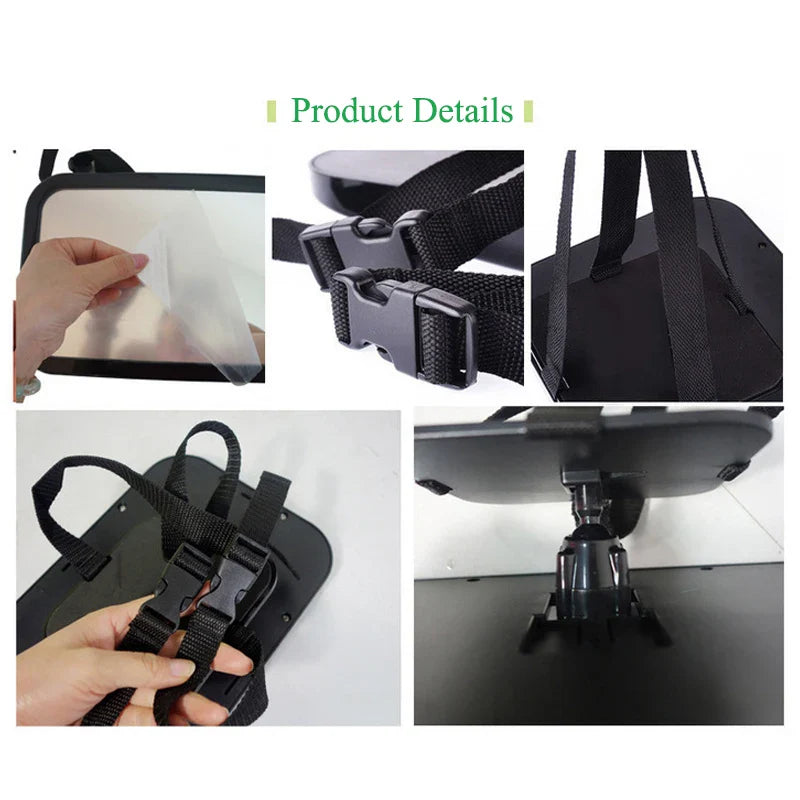 Rearview car mirror for baby monitoring, adjustable and shatterproof design