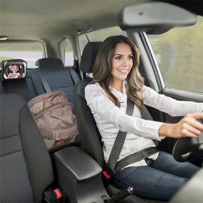 Secure baby car rearview mirror, adjustable strap, for safe parent driving