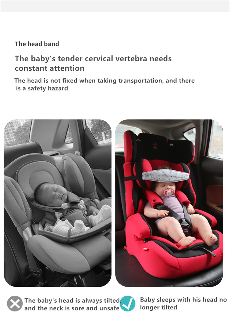 Car seat head support with adjustable strap for babies, anti-static, comfortable travel sleep