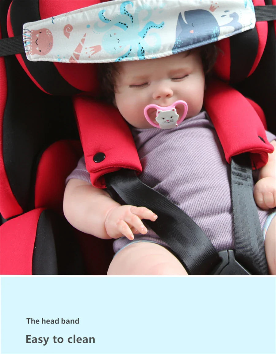 Infant comfort car seat head support, natural fiber, anti-static, ensures restful travel sleep