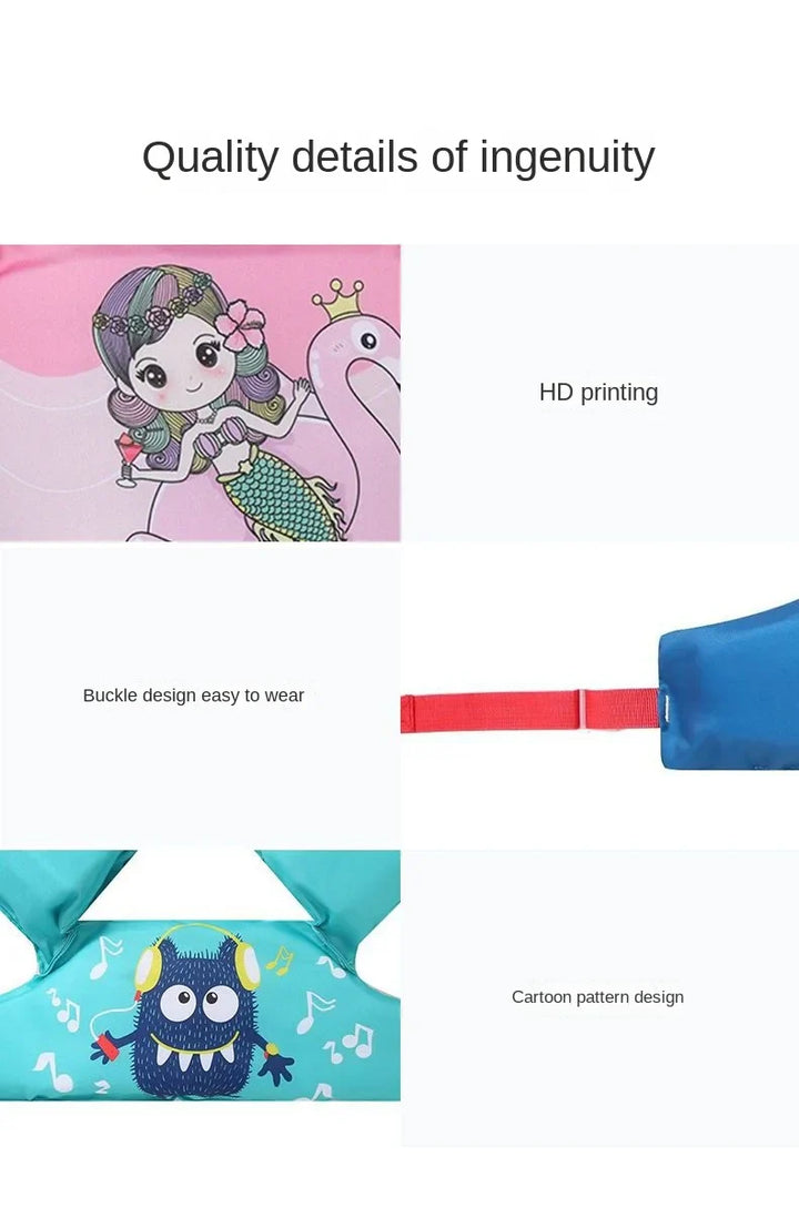 Cartoon arm sleeve life jacket float for infants, designed to enhance water confidence and safety.