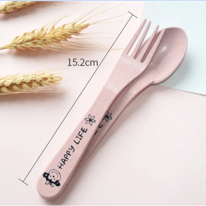 Baby Cartoon Bear Dinnerware Set - BPA-Free Kids Feeding. Wheat straw, eco-friendly children's tableware.
