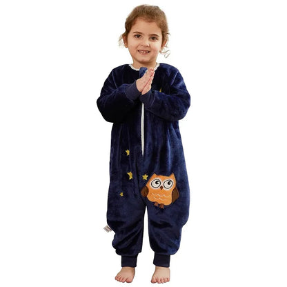 Baby's winter sleep: cartoon flannel sleepsack, soft and snug for cold nights