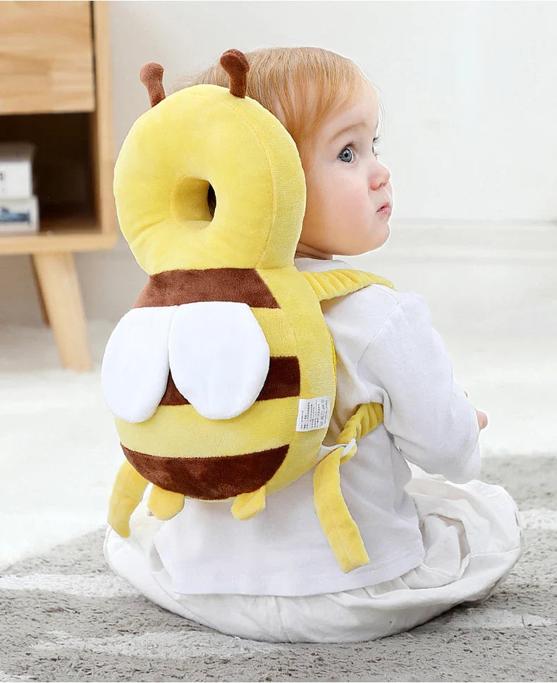 Baby cartoon head back protector safety cushion, plush anti-fall pillow for toddlers.