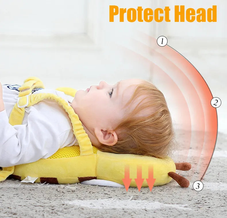 Baby gear: cartoon head back protector, plush anti-fall pillow for infants & toddlers.