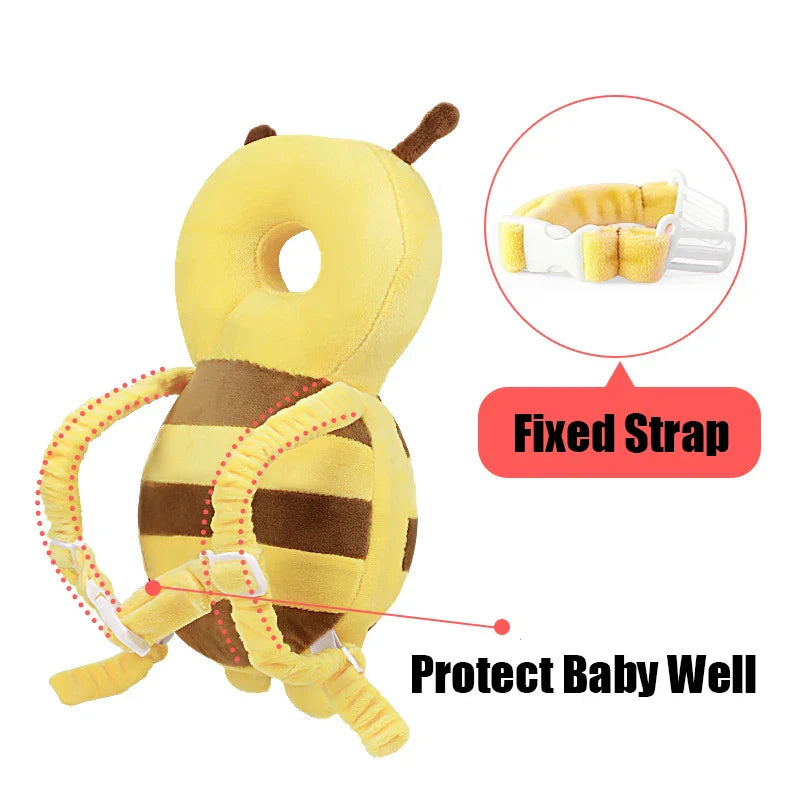 Anti-fall baby head back protector, adorable cartoon design, essential for infant safety.