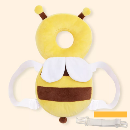 Kids cushion: cartoon animal head & back protector, soft plush for baby safety.