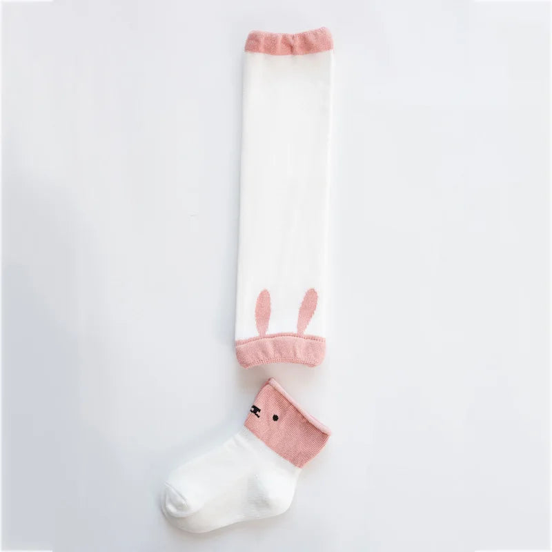 Baby crawling protection: cartoon knee pad leg warmers made from breathable cotton