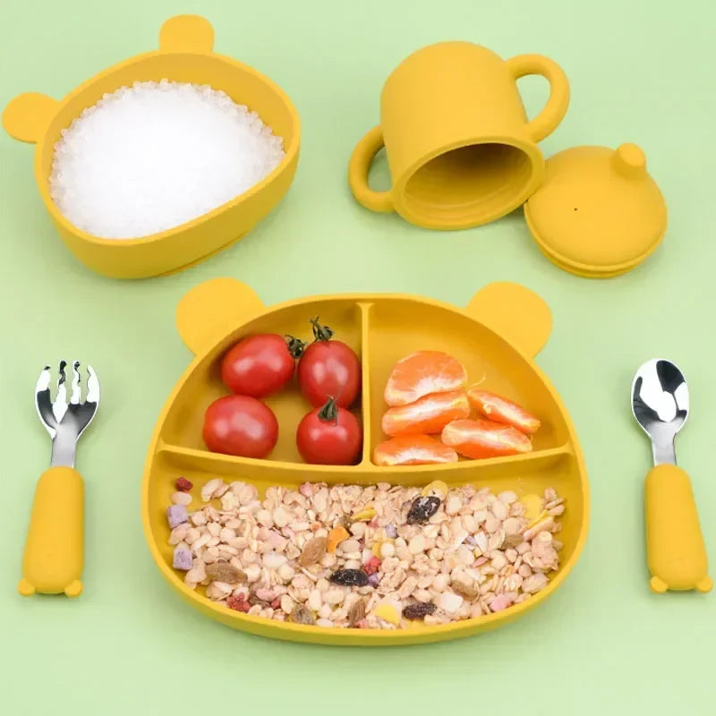 Nursing & Feeding: Stainless steel baby spoon with a cute pink pig cartoon handle, weaning tools