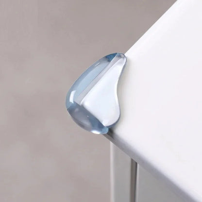 Furniture corner guards in clear silicone, essential baby safety gear, protecting toddlers from bumps