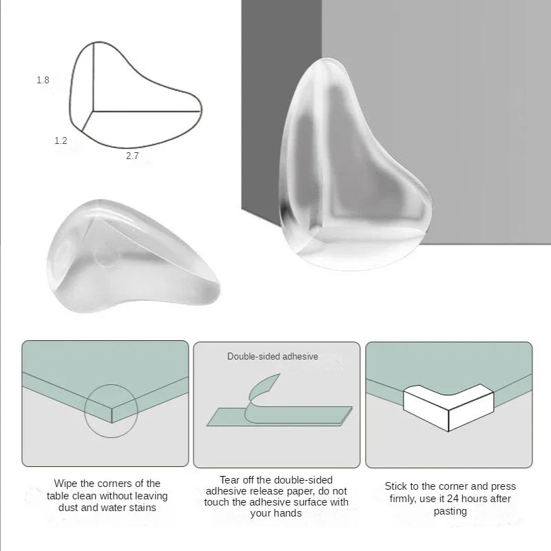 Edge cushions, round design, for home safety, transparent corner protectors securing furniture