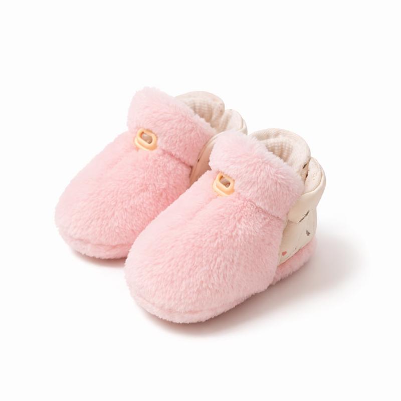 Pair of yellow cotton baby ankle boots, ideal non-slip infant shoes for new walkers