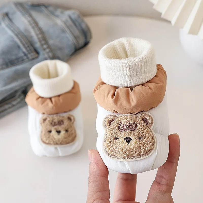 Baby cotton walking shoes with soft sole, ideal for infant's first steps, comfortable newborn footwear