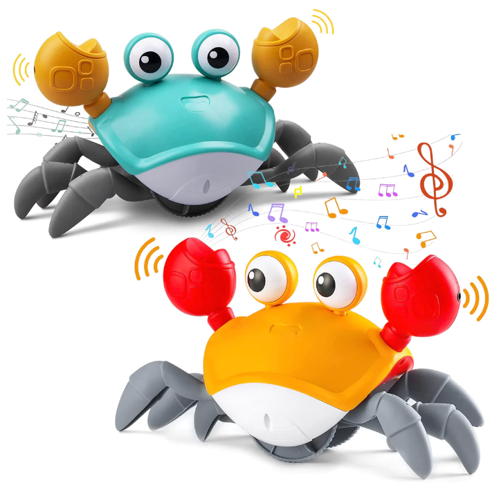 Baby crawling crab toy with music, lights, and obstacle avoidance for infants
