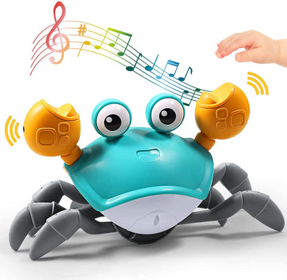 Interactive musical crab toy for babies, rechargeable with flashing LED lights