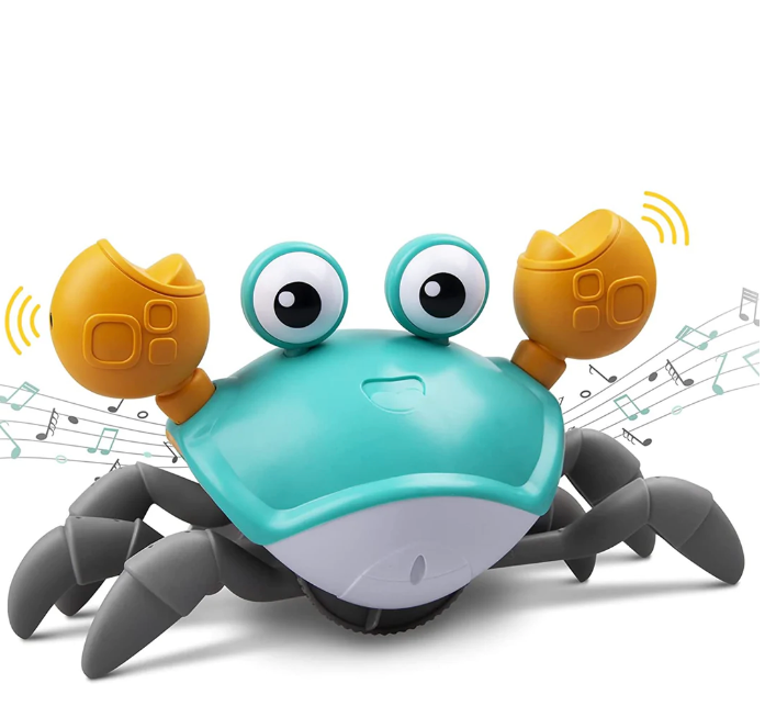 Durable plastic baby crab toy, designed for crawling, with engaging music and light show