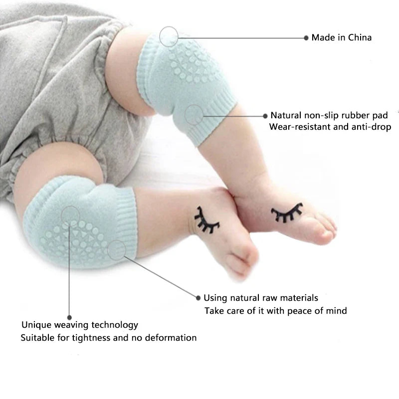 Close-up of soft cotton baby crawling knee pads, providing comfort and protection.