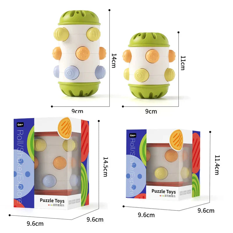 Side view of a Baby Sensory Crawl & Grasp toy designed for infant motor skills
