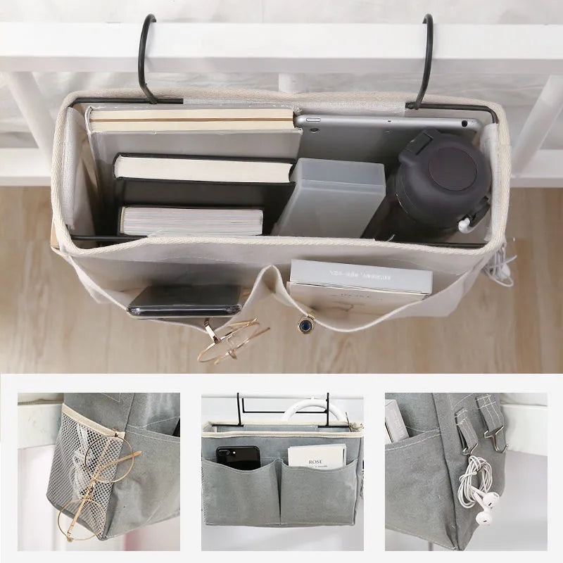Neutral-colored crib hanging storage bag, great for nursery decor and baby essentials.