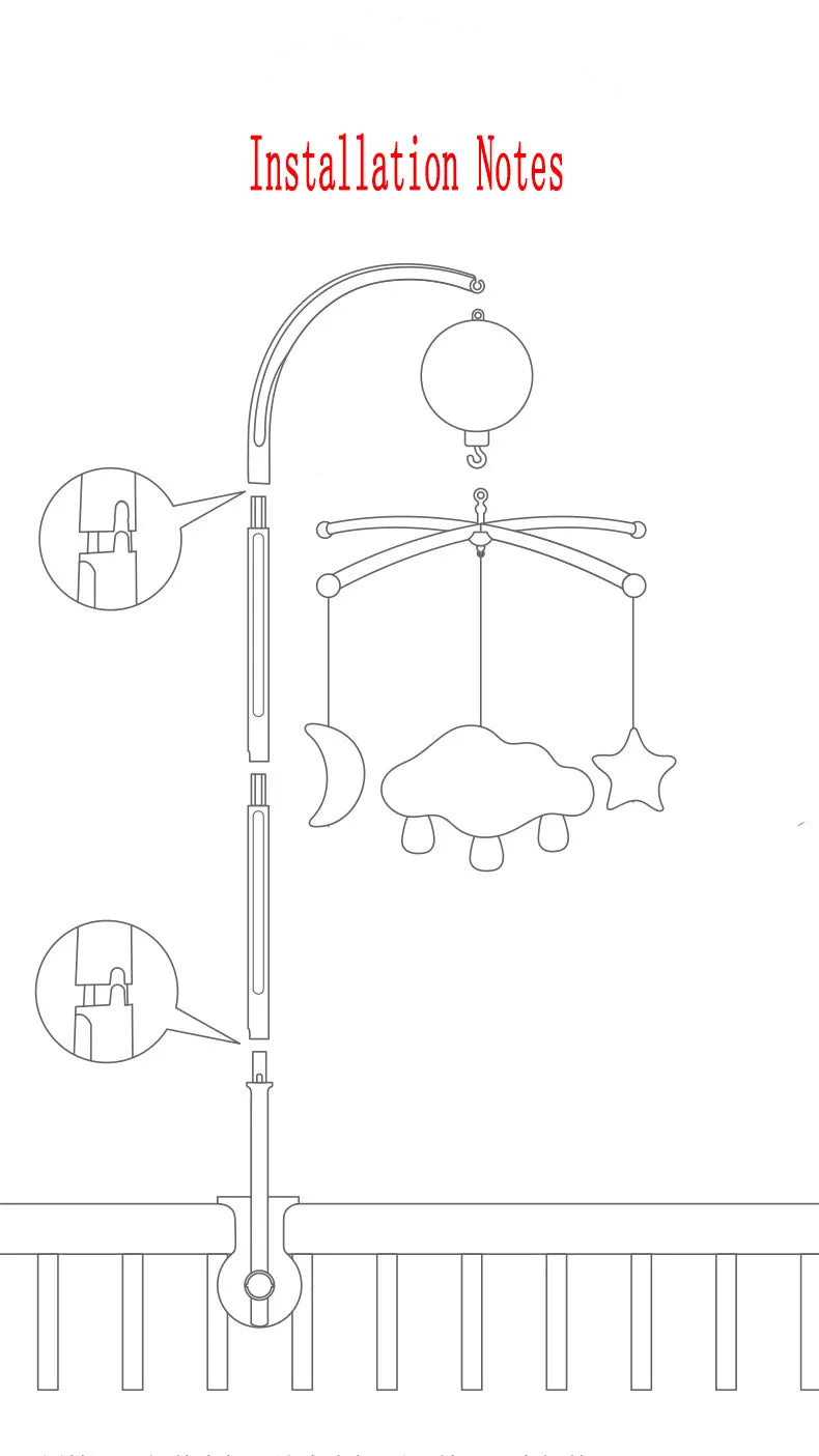 Simple Baby Crib Mobile Rattle Toy Stand, easy to install on any baby crib