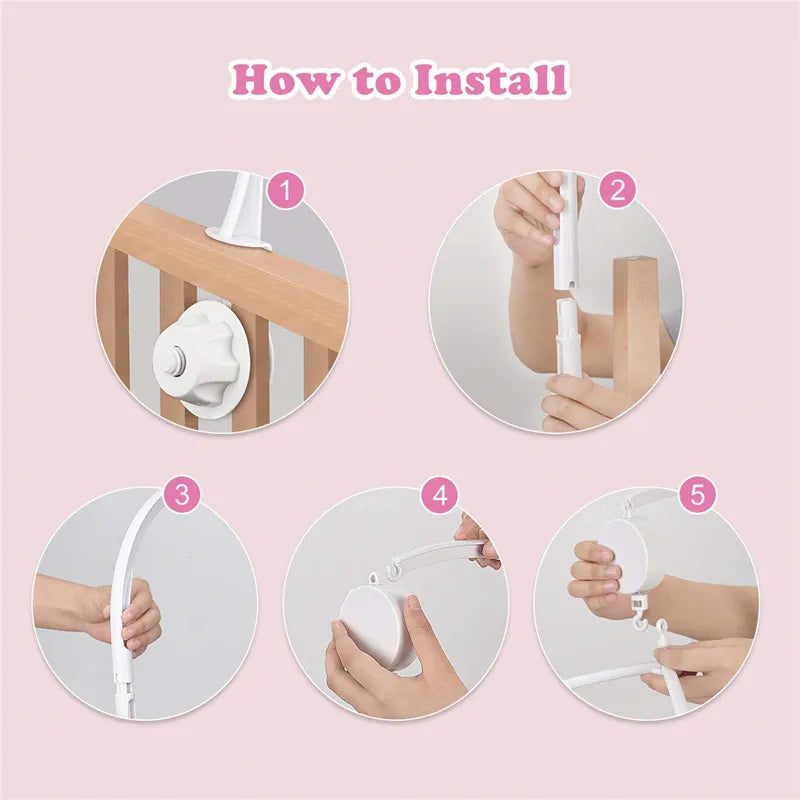 White Baby Crib Mobile Rattle Toy Stand, a perfect infant toy for cribs