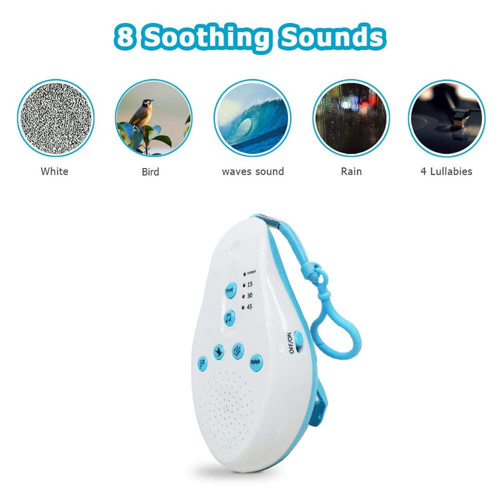 Portable baby sleep aid soother with white noise, perfect for comforting crying infants.