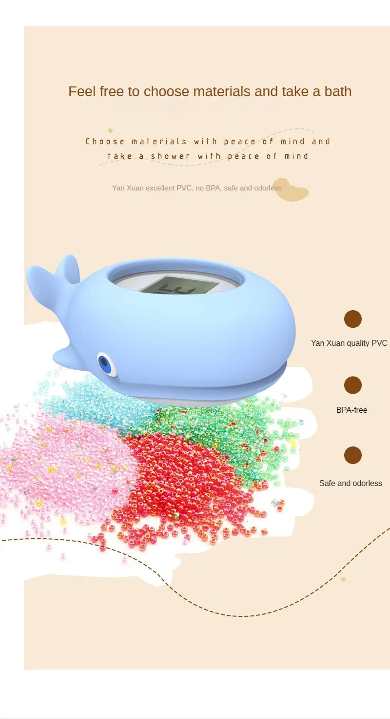 Essential baby bath thermometer, digital and floating for accurate temp readings.