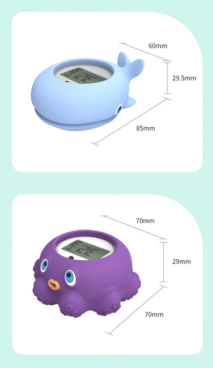 Water temperature monitor, a floating digital thermometer toy for baby baths.