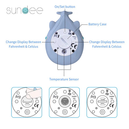 Newborn bath water thermometer, cute floating toy for perfect bath temperature.