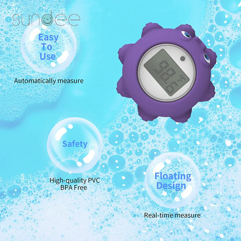 Baby bath thermometer toy, precise digital reading for comfortable baby bath time.