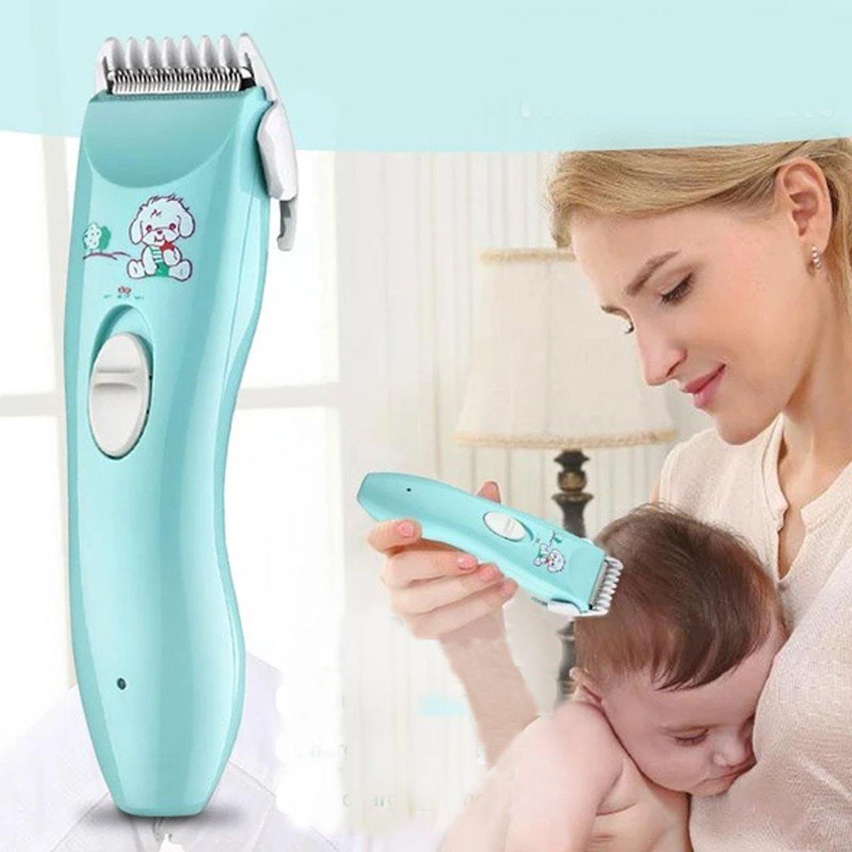 Baby electric hair trimmer with ceramic blade for safe, quiet home haircuts for infants.