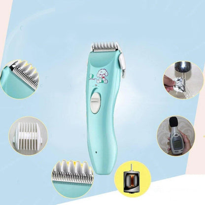 Portable baby hair trimmer with a quiet motor, perfect for gentle and safe infant hair care.