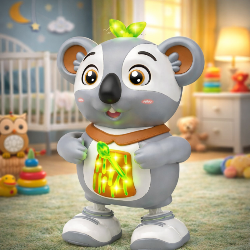Baby electric musical koala toy, light-up, sensory play, developmental, for toddlers, fine motor skills