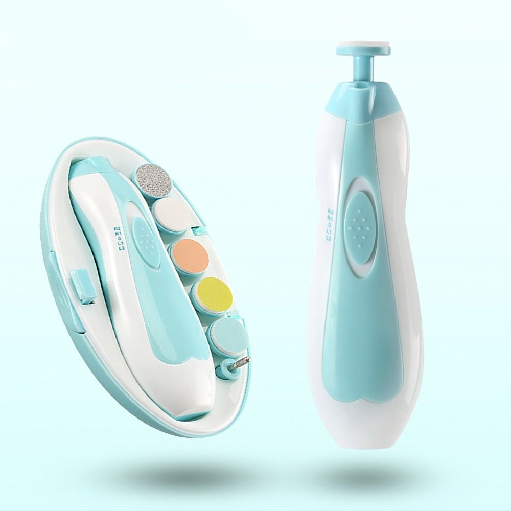 Baby electric nail file kit with LED light, gentle infant grooming tool for newborns and toddlers