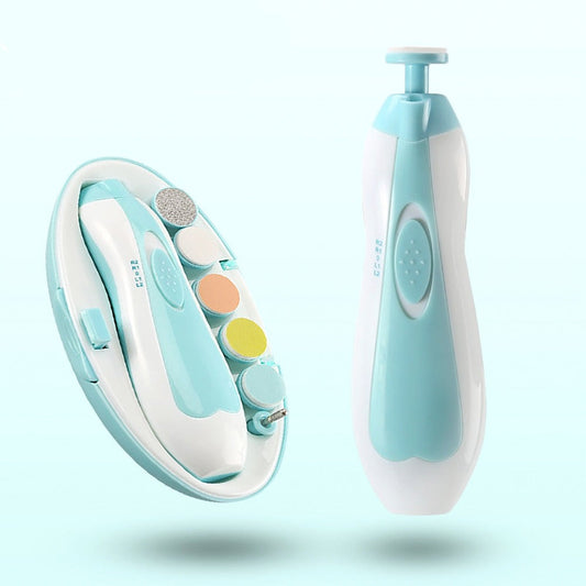 Baby electric nail file kit with LED light, gentle infant grooming tool for newborns and toddlers
