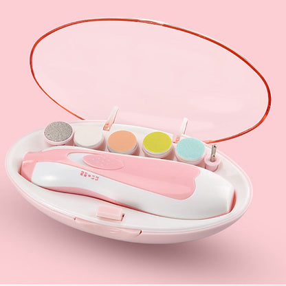 Baby electric nail file kit in its packaging, highlighting features for gentle grooming