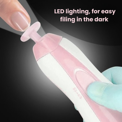 LED lit electric baby nail file, providing clear visibility for safe and accurate nail trimming