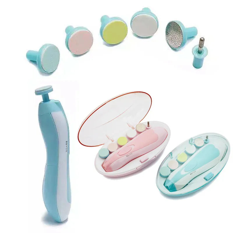 Baby Electric Nail Trimmer Kit for gentle infant nail care, includes multiple grinding heads for newborns and toddlers