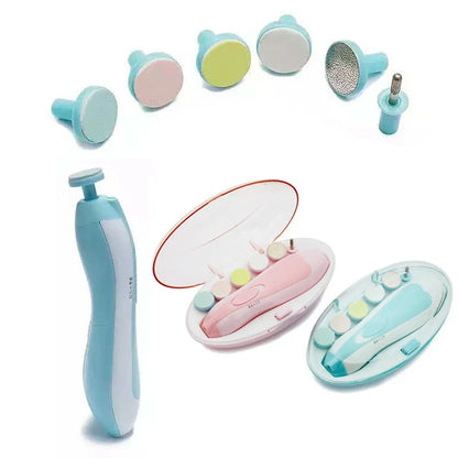 Baby Electric Nail Trimmer Kit for gentle infant nail care, includes multiple grinding heads for newborns and toddlers